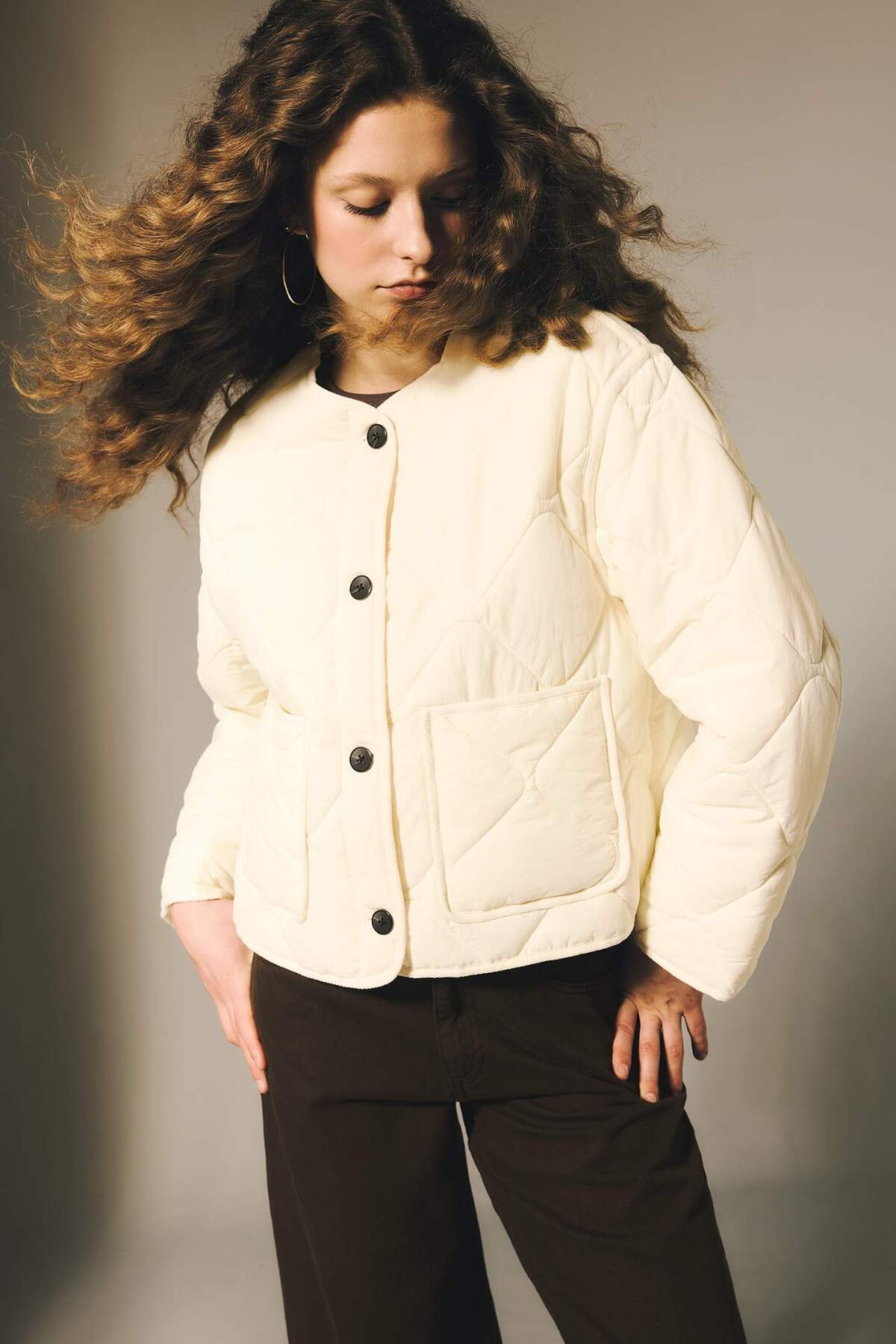 Defacto  Oversıze Kapitoneli Mont H2080AX26SP - Görsel 4