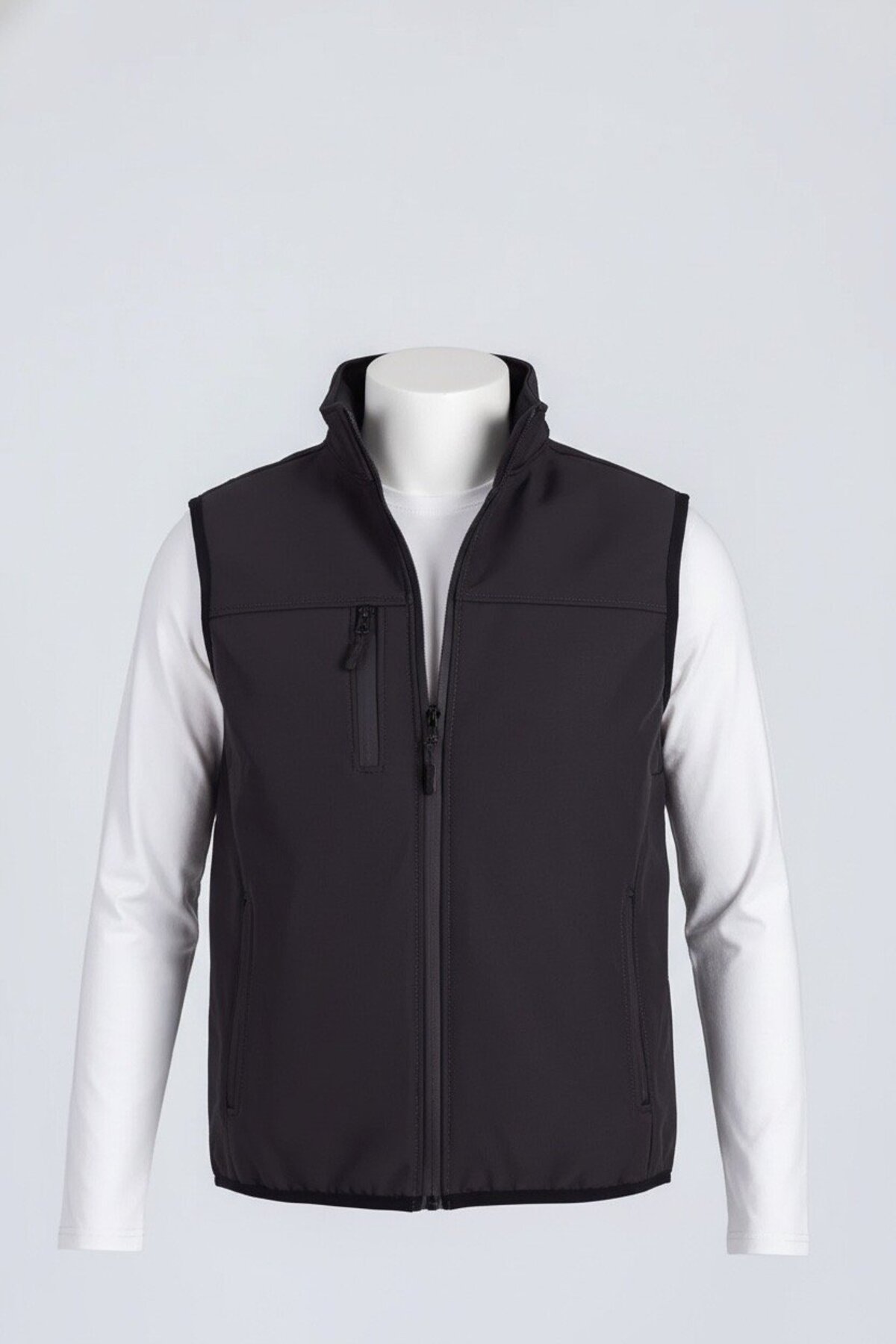 Vatan Tekstil Dik Yaka Slim Fit 3 Cepli Softshell Erkek Yelek Su İtici Kumaş görsel 3