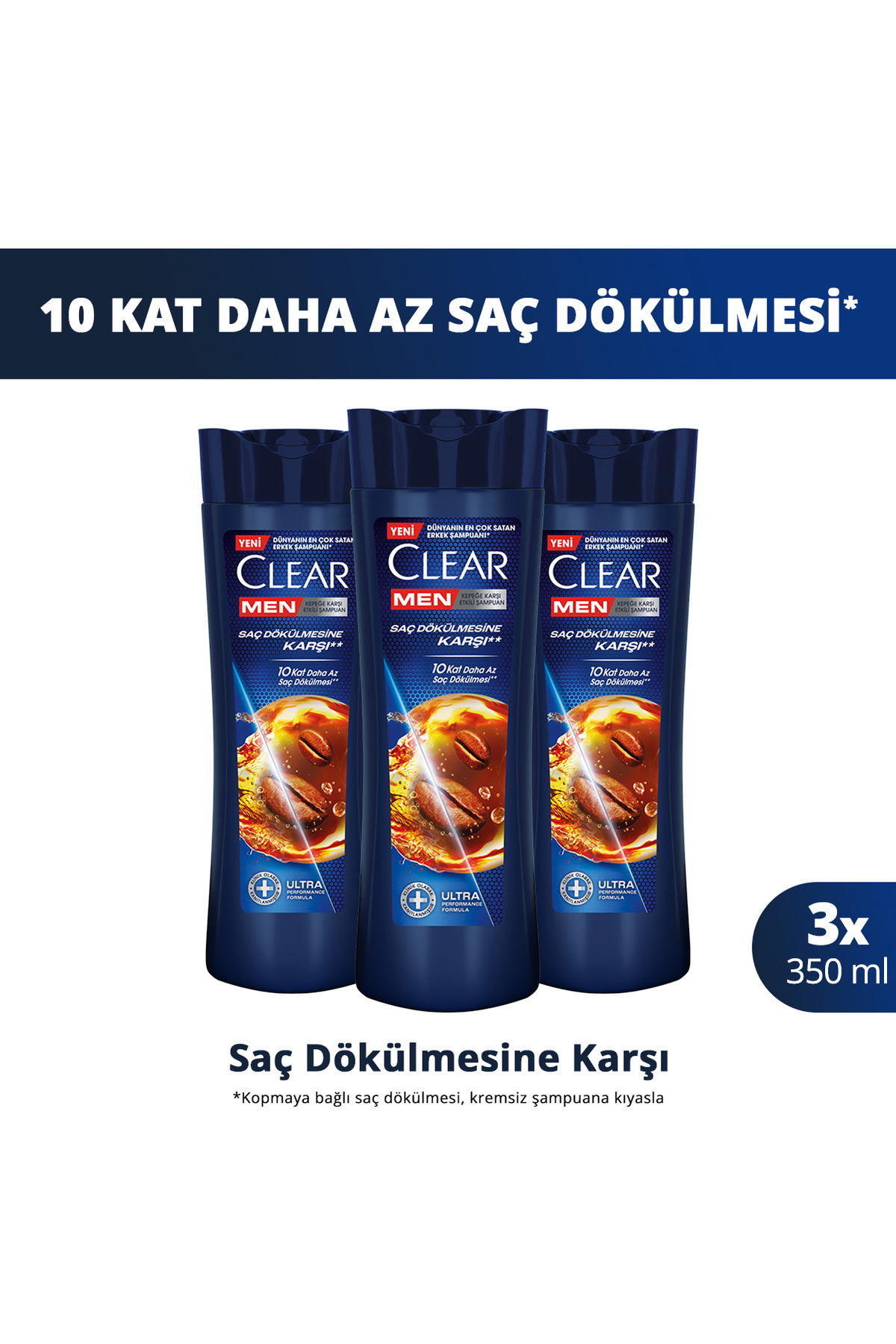 Clear Men Kepeğe Karşı Etkili Şampuan Saç Dökülmesine Karşı 350 ml x3 — SET.UNİ.2785