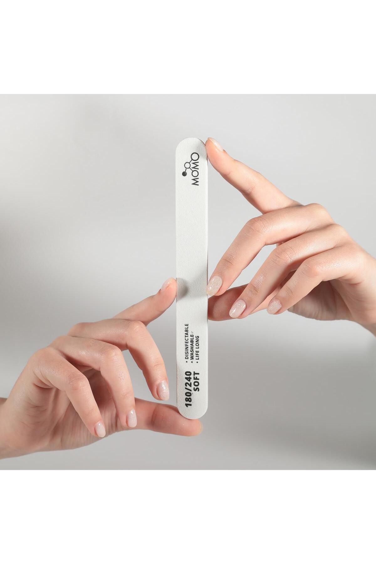 MOMO professional Protez Tırnak Kağıt Törpü, 180/240 Düz Oval Beyaz Tırnak Törpüsü — 8860103C02G11RK01