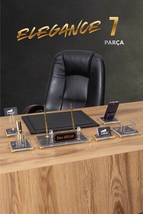 ofisbura Elegance 7 Parça Kristal Makam Masa İsimlik Seti – Gold