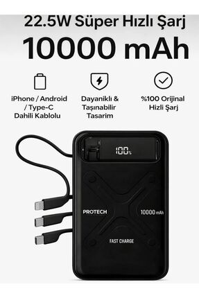 Moxti 20W Hızlı Şarjlı 10000 mAh Cep Boy Akıllı Dijital Ekranlı Powerbank