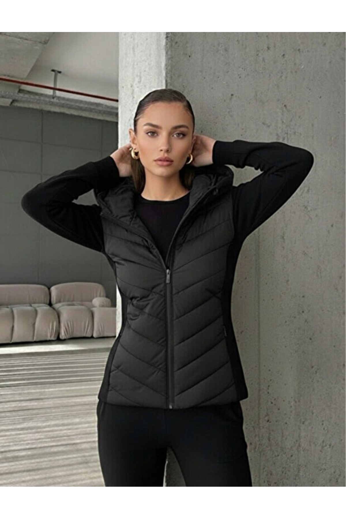 VESS MODA  Kapüşonlu ZRA Range Rover Mom-Dalgıç Detay Rüzgar geçirmez Slim Fit Şişme Mont - Görsel 2