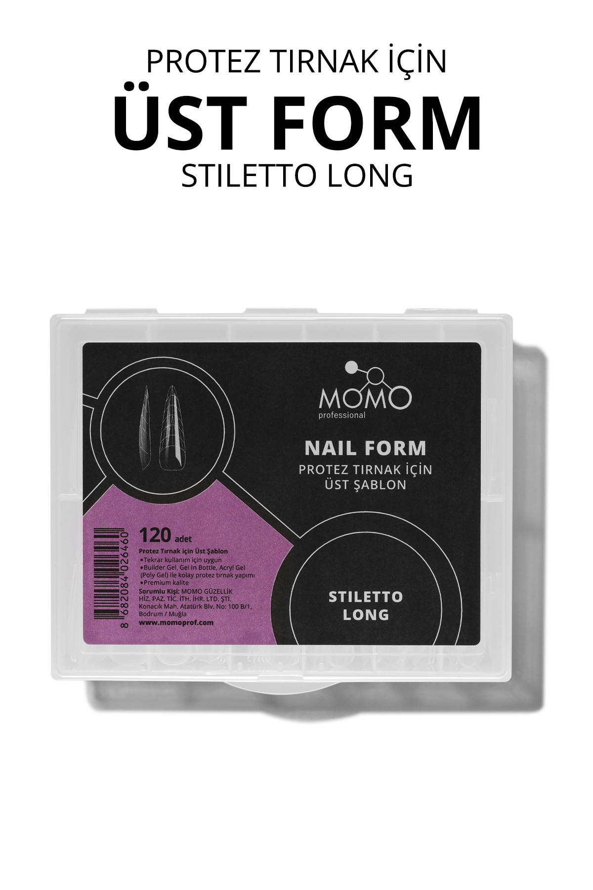 MOMO professional Protez Uzatma Üst Form Şablonu (Stiletto) 120 ad. — نارنجی 8860103C10T10RK00