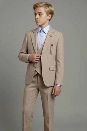 Doctor junior Slim Fit Erkek Çocuk Zincir Detay Takım Elbise / Gömleksiz