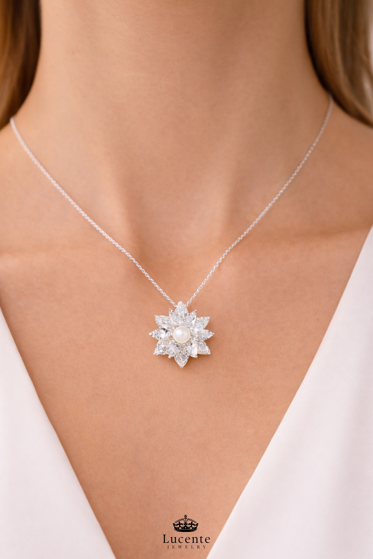Lucente Jewellery 925 Ayar 100 Dilde Seni Seviyorum Yazan Kararma Karşıtı Rodyum Güçlendirmeli Gümüş Özel Gün Hediyesi Projeksiyon 45 Cm Zincirli Sonsuz Aşk Simgesi Küpe Hediyeli Beyaz Taşlı Lotus Çiçeği Kadın Kolye görsel 5