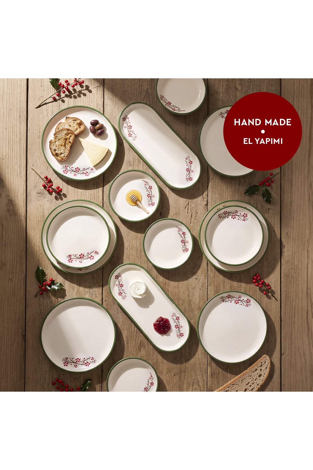 Rosella Green 14-Piece Breakfast Set for 6