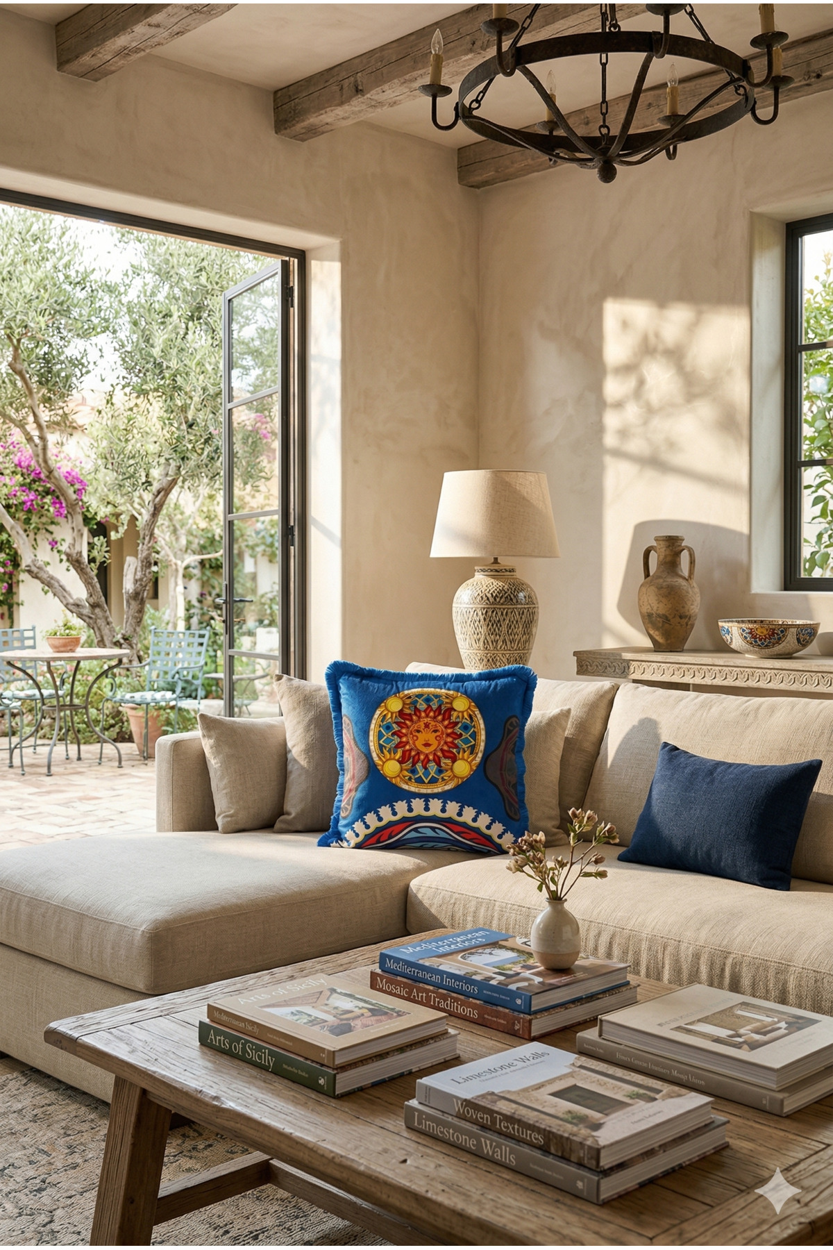 Milano-Ethnic pattern Double-sided Blue Decorative Pillowcase 43x43
