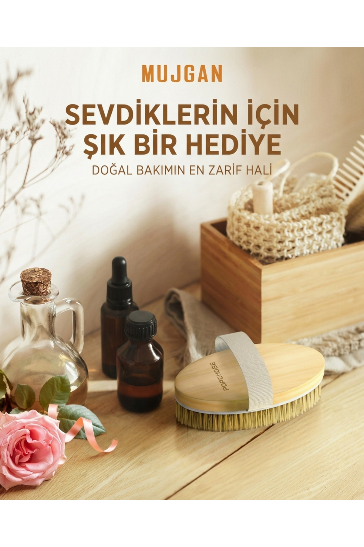 Doğal Kıl Vücut Fırçası – Kuru Fırçalama İçin Ahşap Masaj Fırçası, Cilt Bakım ve Peeling Etkili — MDAKSF — تصویر 6 از 6