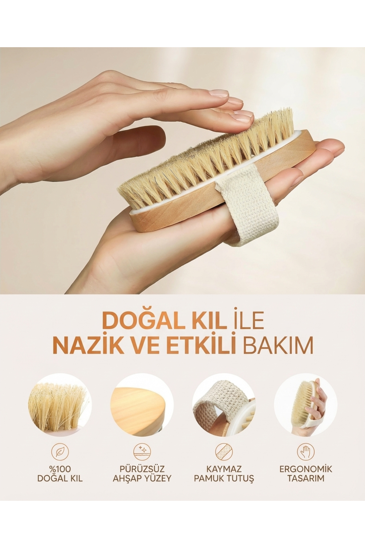 Doğal Kıl Vücut Fırçası – Kuru Fırçalama İçin Ahşap Masaj Fırçası, Cilt Bakım ve Peeling Etkili — MDAKSF — تصویر 3 از 6