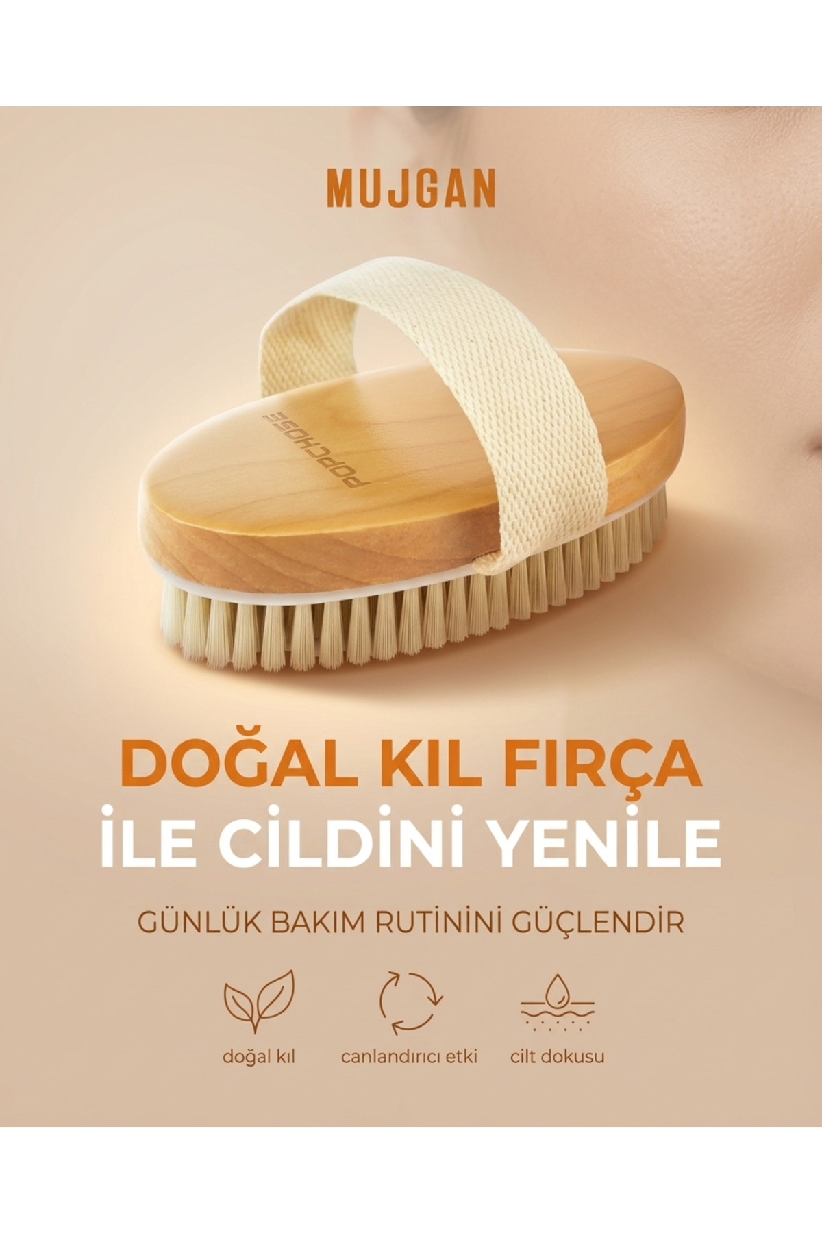 Doğal Kıl Vücut Fırçası – Kuru Fırçalama İçin Ahşap Masaj Fırçası, Cilt Bakım ve Peeling Etkili — MDAKSF — تصویر 2 از 6
