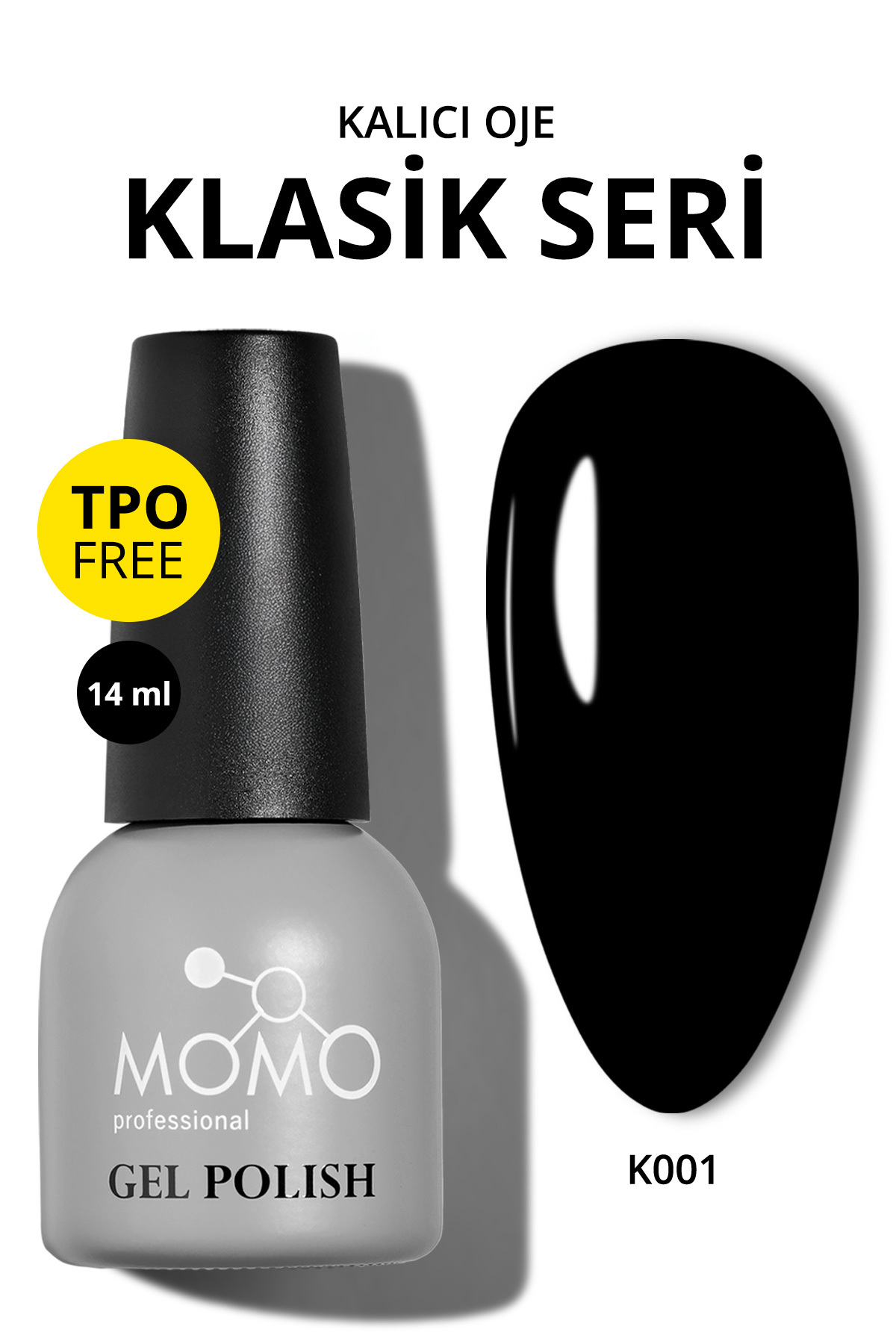 MOMO professional Kalıcı Oje K001, Siyah, 14 ml - Fiyatı, Yorumları