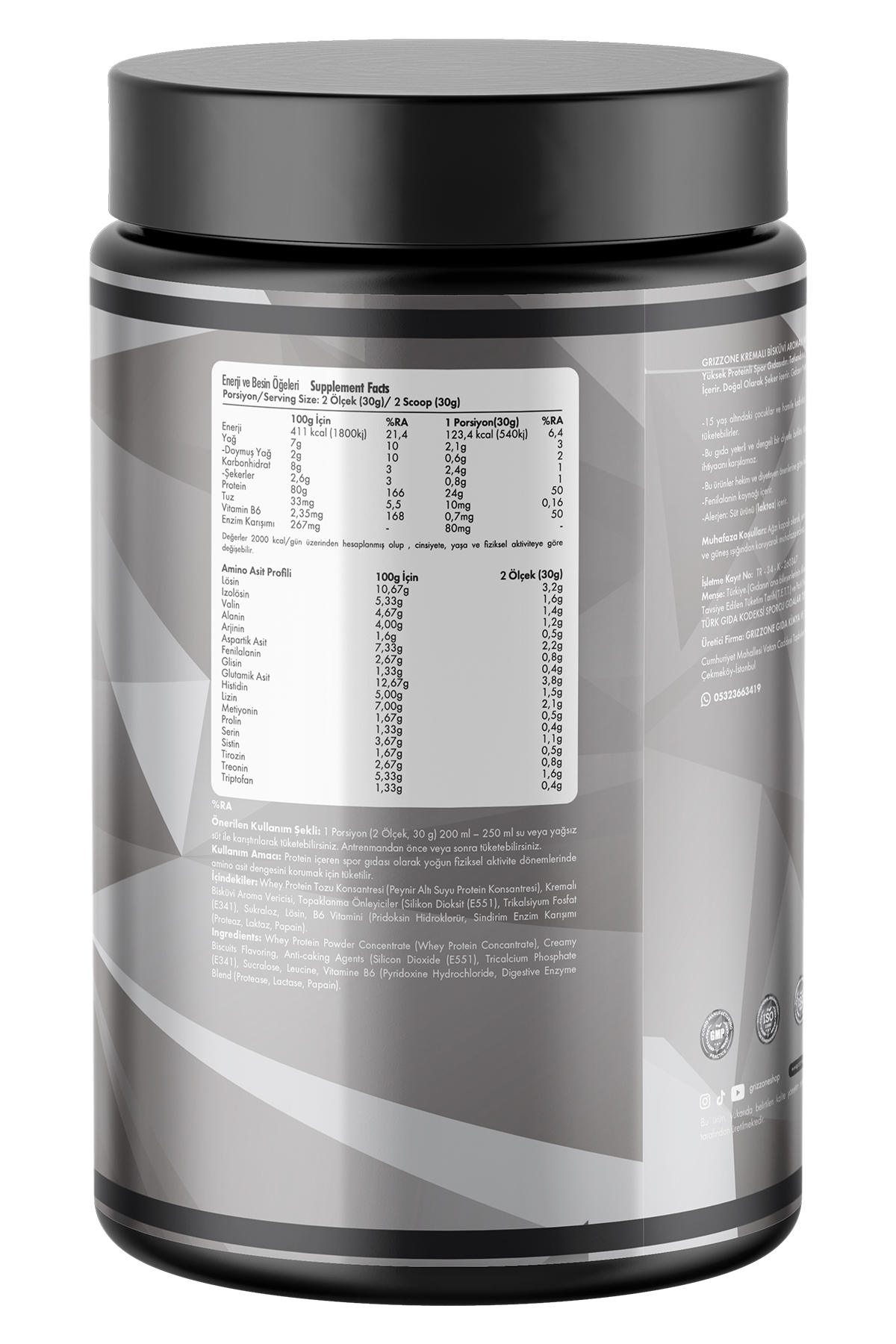 GRIZZONE Whey Protein 900 Gr ( Kremalı Bisküvi ) - Fiyatı, Yorumları