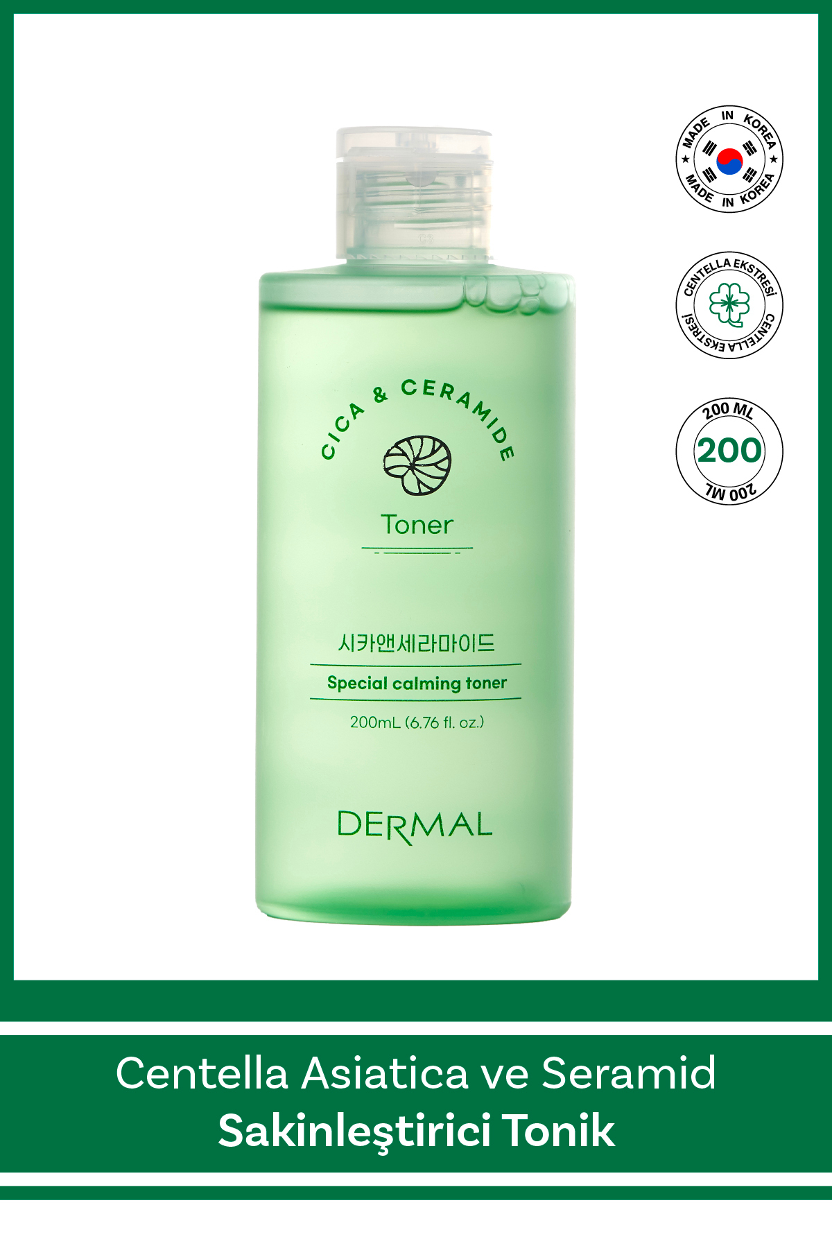 Dermal Cica X Mide Tonik 200 ml Centella Asiatica ve Seramid İçerikli Yatıştırıcı Nemlendirici Yüz Toniği 200 ml — CICA x Mide