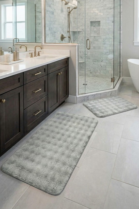 Halispecial Yuma 2’li Peluş Bubble Banyo Paspas Seti 60x100+50x60 cm Kaymaz T...