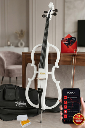 Midex GTC-400WH Profesyonel Elektro Çello Seti Beyaz