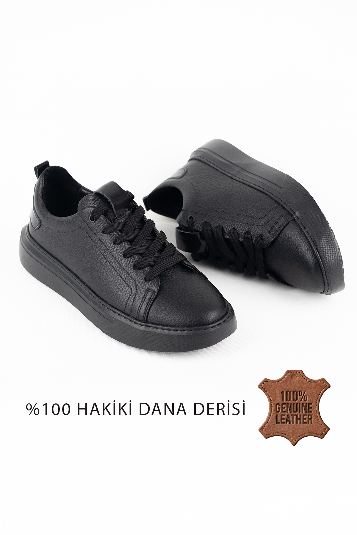 Black 100%Genuine Leather Mens Sports Sneaker Orthopedic Base VT27