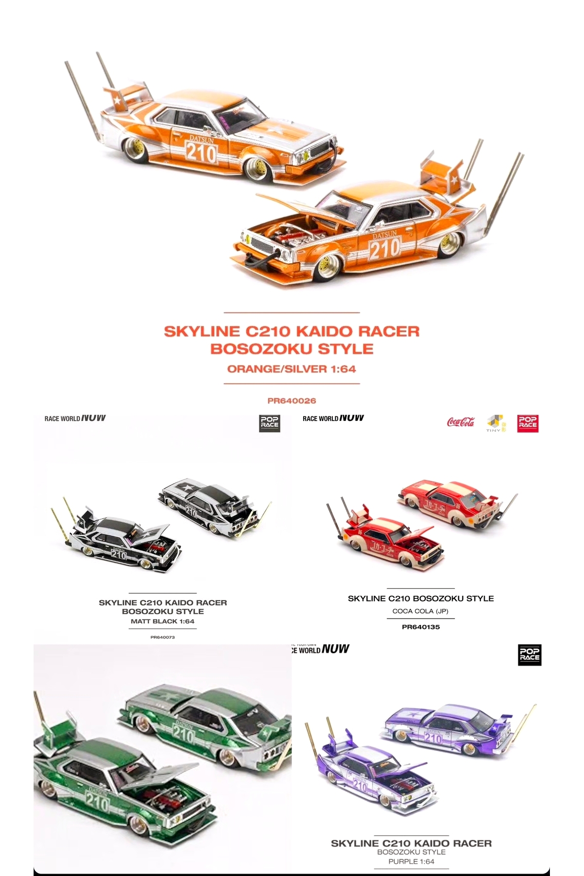 Pop Race Skyline c210 Racer Bosozoku Style 5'li SET (PR64-26 PR64