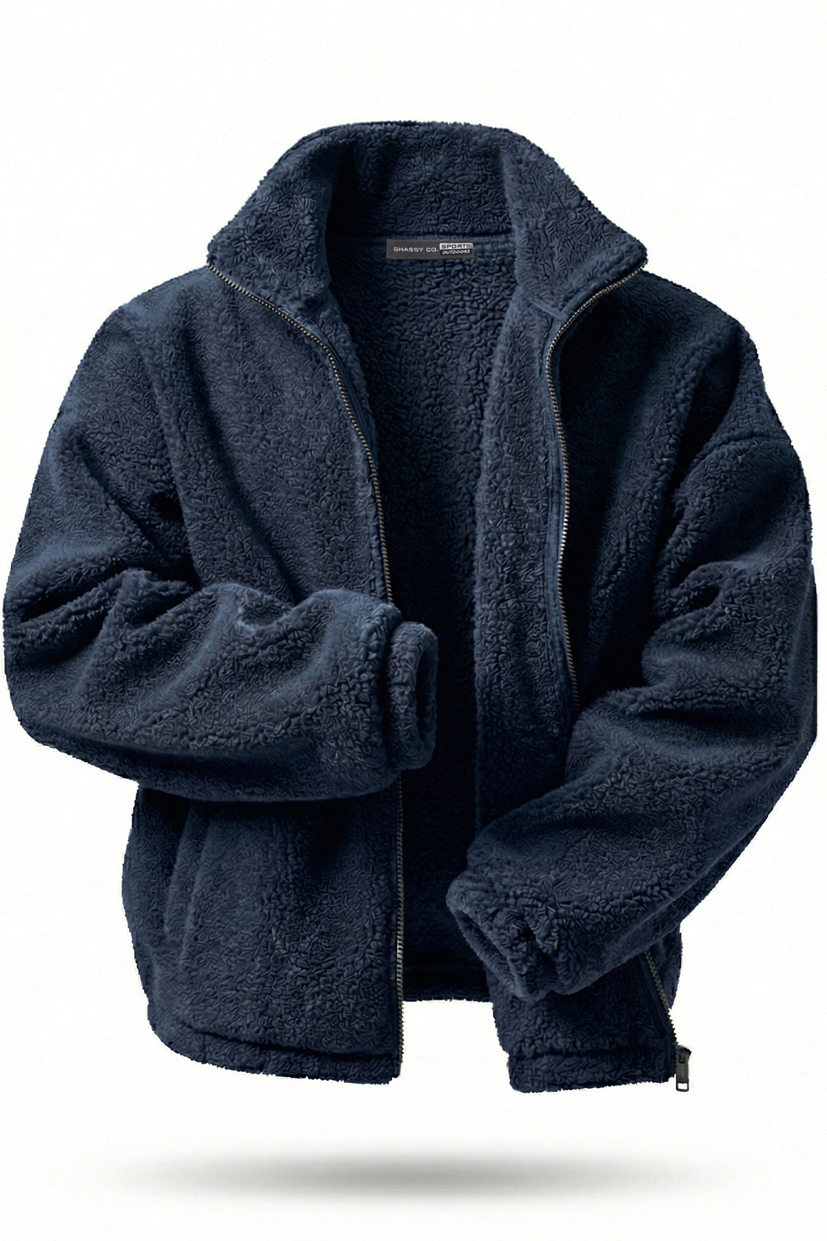 Ghassy Co  Erkek Isı Termal İç Dış Sherpa Sonbahar Kış Tam Fermuarlı Peluş Polar Sweatshirt - Görsel 2