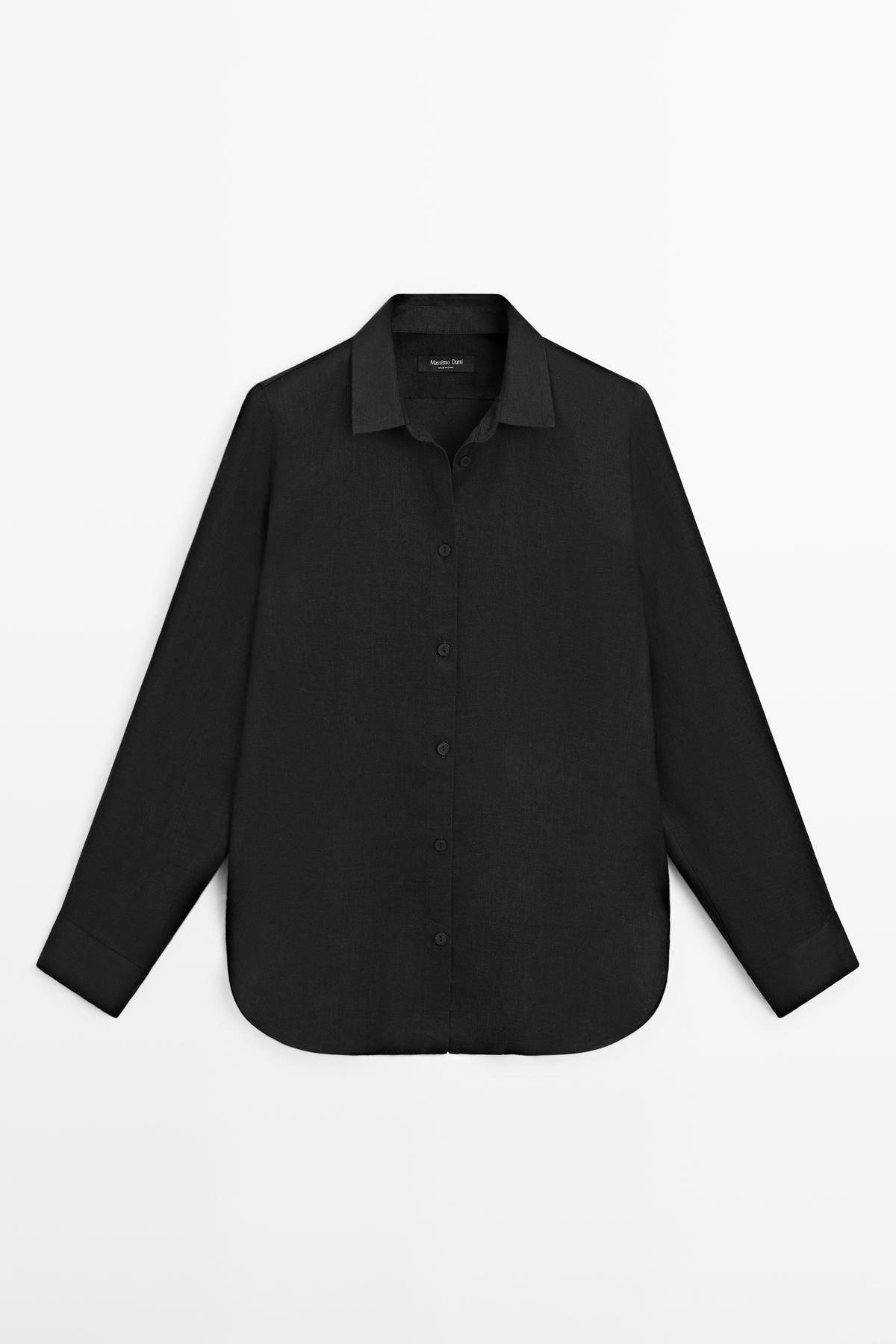 Massimo Dutti  Dökümlü %100 keten gömlek - Görsel 4