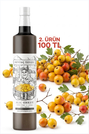 Organik Teyze Sevinç Teyze Alıç Sirkesi Doğal Fermantasyon Hawthorn Vinegar 5...