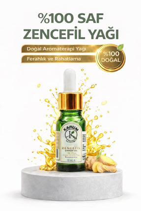 KARUM Zencefil Uçucu Yağ %100 Saf ve Doğal Cam Damlalıklı 10 mL