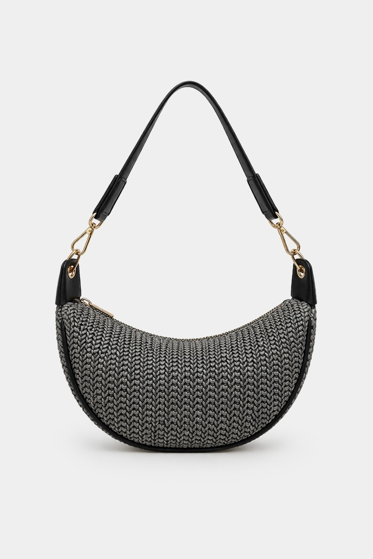 Women's Braided Mesh Shoulder Bag Black-2