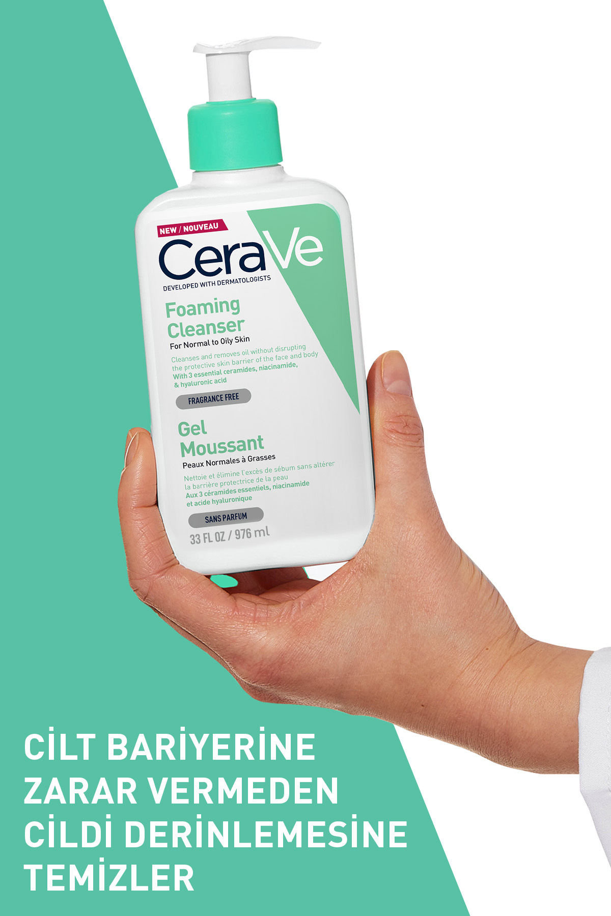 NORMAL VE KARMA CİLTLER İÇİN NİASİNAMİD İÇERİKLİ KÖPÜREN TEMİZLEYİCİ 976 ML — 8690595228846 — تصویر 2 از 7