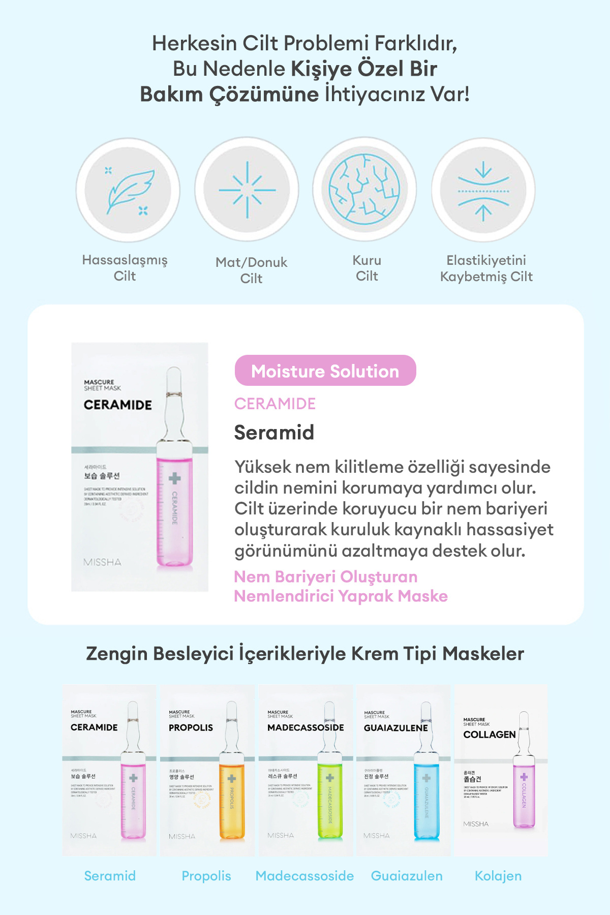 Seramid İçerikli Besleyici Yaprak Maske Mascure Moisture Barrier Solution Sheet Mask (Ceramide) — 111377 — تصویر 3 از 9