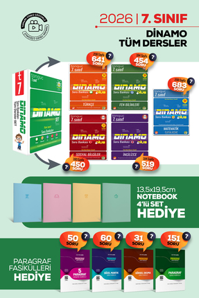 Tonguç Yayınları 7. Sınıf Dinamo Tüm Dersler Soru Bankası Set ( Türkçe Matema...