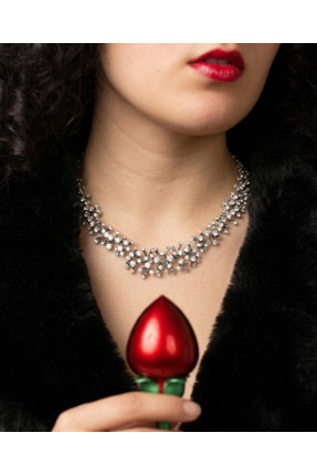 SURIA Kadın Özel Tasarım Gösterişli Parlak Taşlı Rodyum Kaplama Gümüş Silver ...