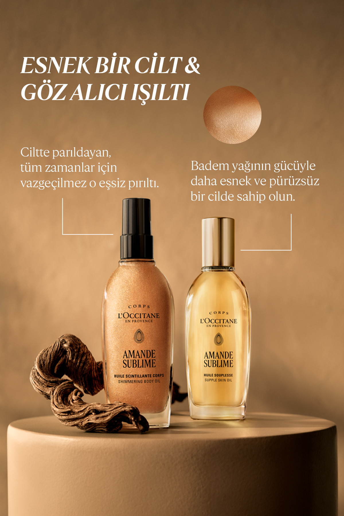 Badem Işıltılı Vücut Bakım Yağı, Altın Rengi Işıltı, Tatlı Badem Yağı İçeren Besleyici ve Nemlendirici, 100 ml — 29HF100A26 — تصویر 7 از 9