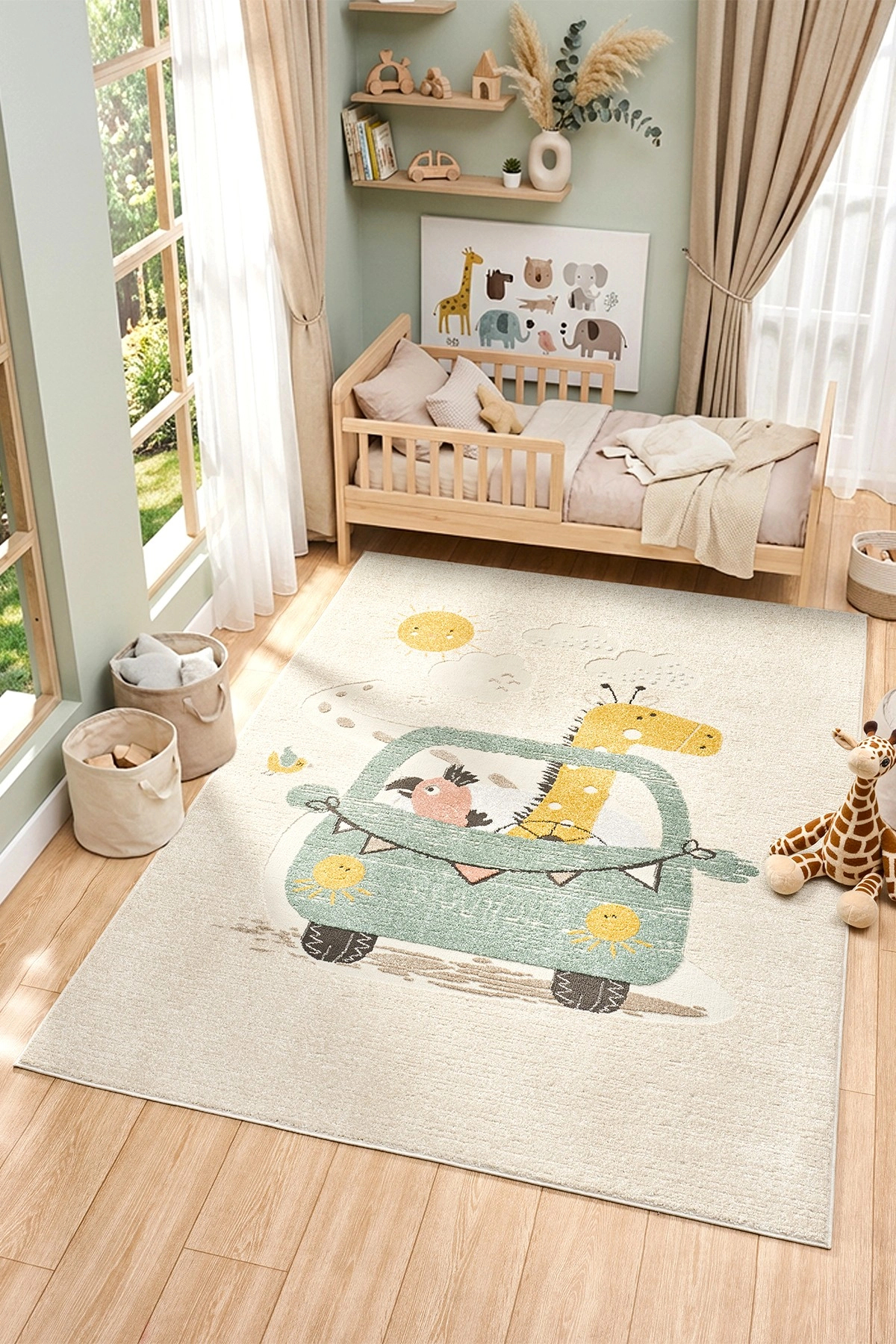 Soft Woven Carpet Cute Friends Stainproof Baby Room Children's Room Young Room Carpet CARNIVAL
