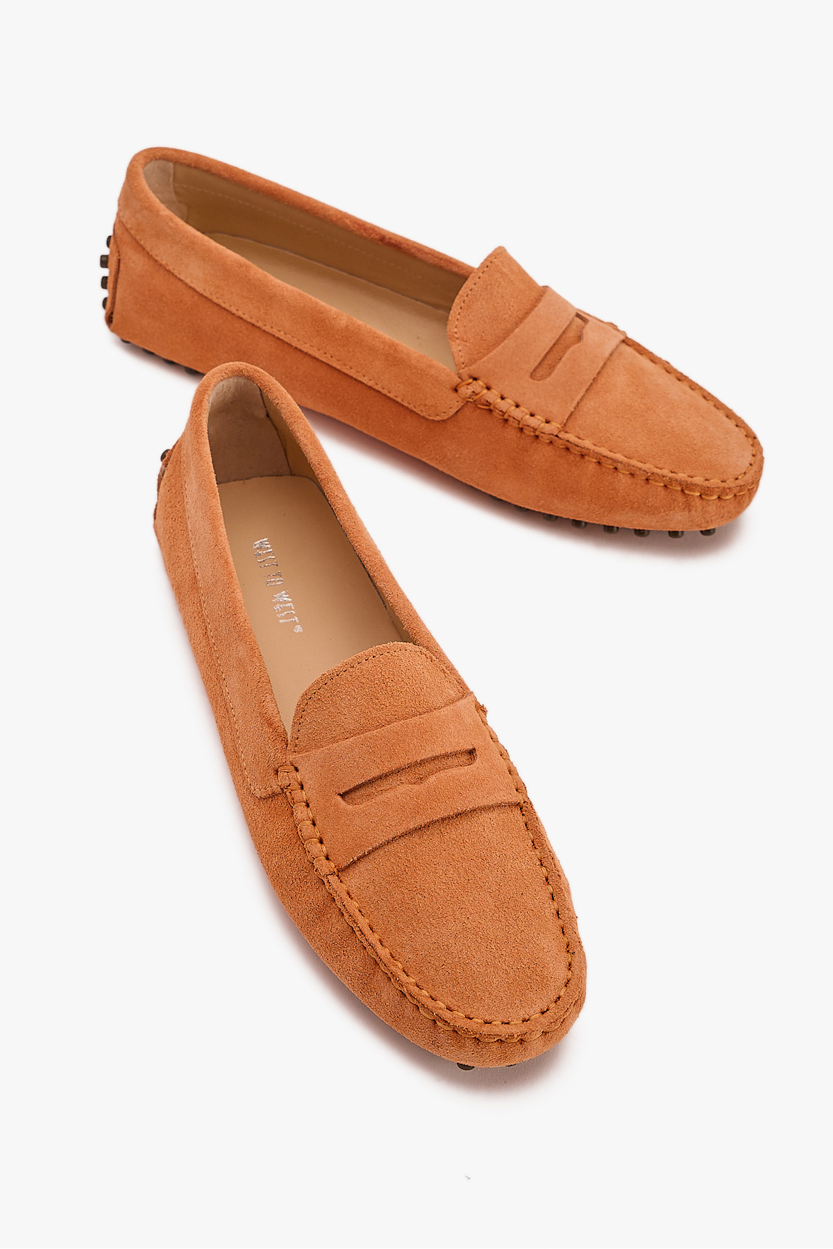 West To West Kadın Loafer Ayakkabı Hakiki Deri Oranj Süet görsel 6