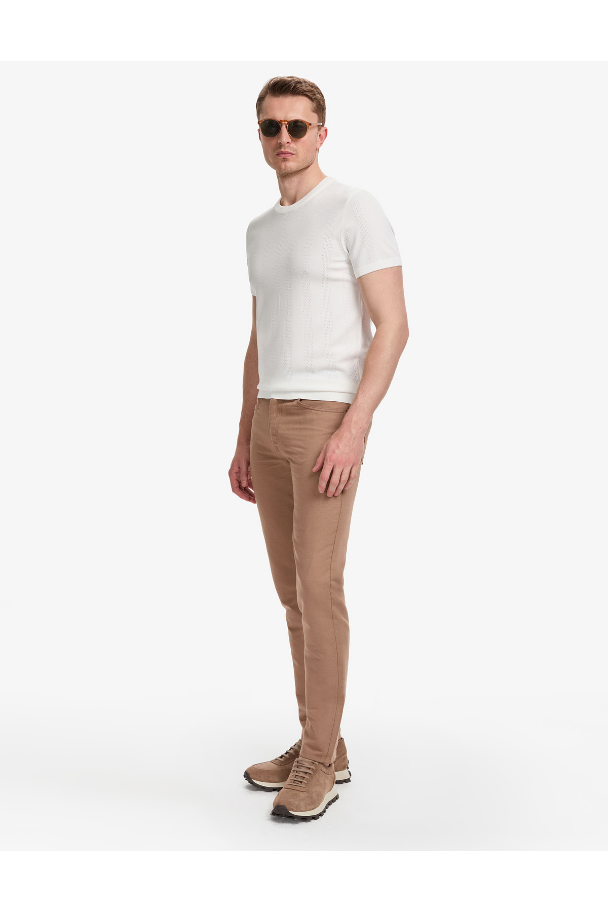 Pierre Cardin Vizon Slim Fit Keten Karışımlı Kanvas Pantolon 50268095-VR052 görsel 3