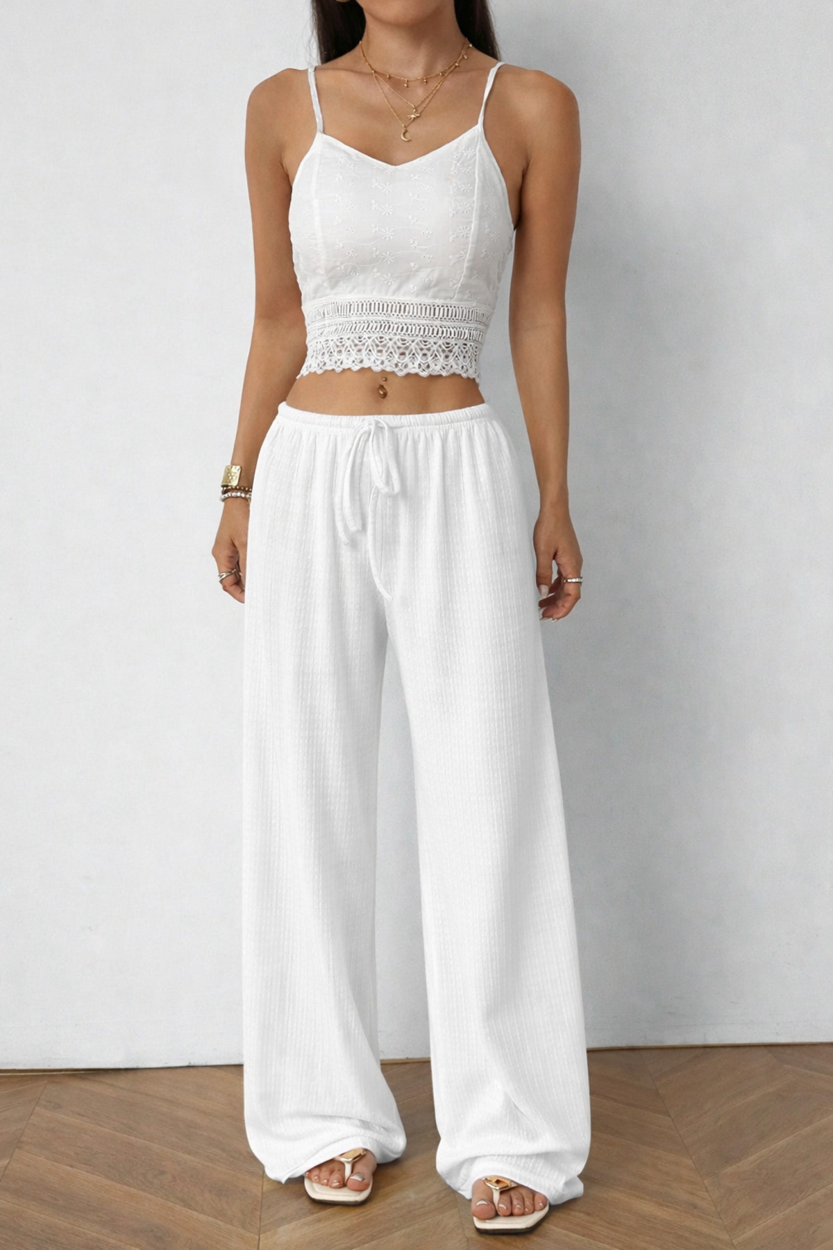 S&A DESIGN  Kadın Bol İspanyol Paça Pantolon - Görsel 6