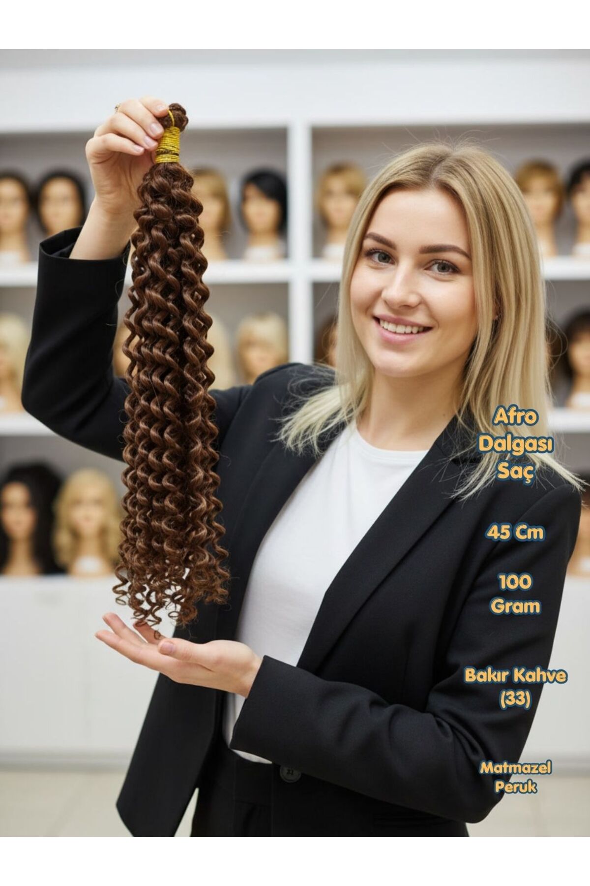 My Hair Türkiye Afro Dalgası Saç Bakır Kahve 45 Cm 100 Gram