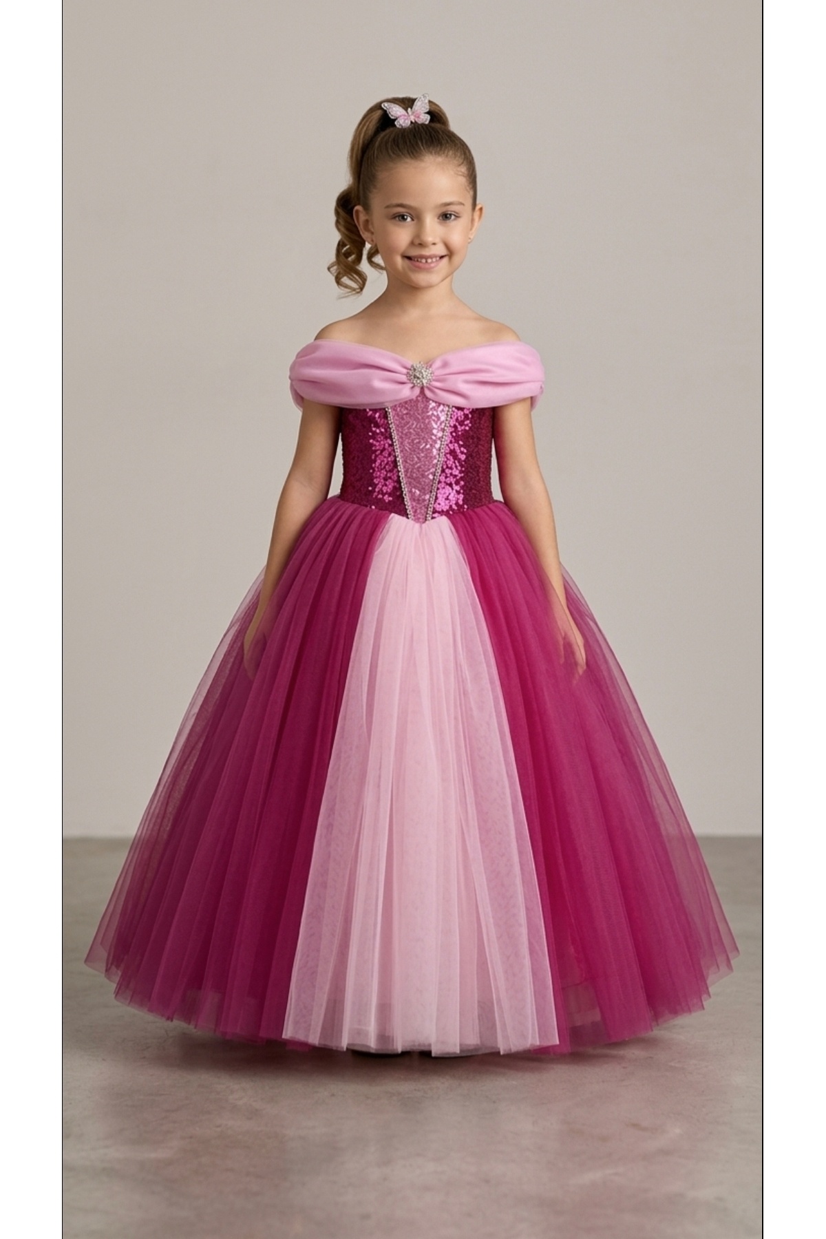 Seplin Fashion uyuyan güzel kostümü, pembe abiye, çocuk kostüm, tütu elbise çocuk abiye