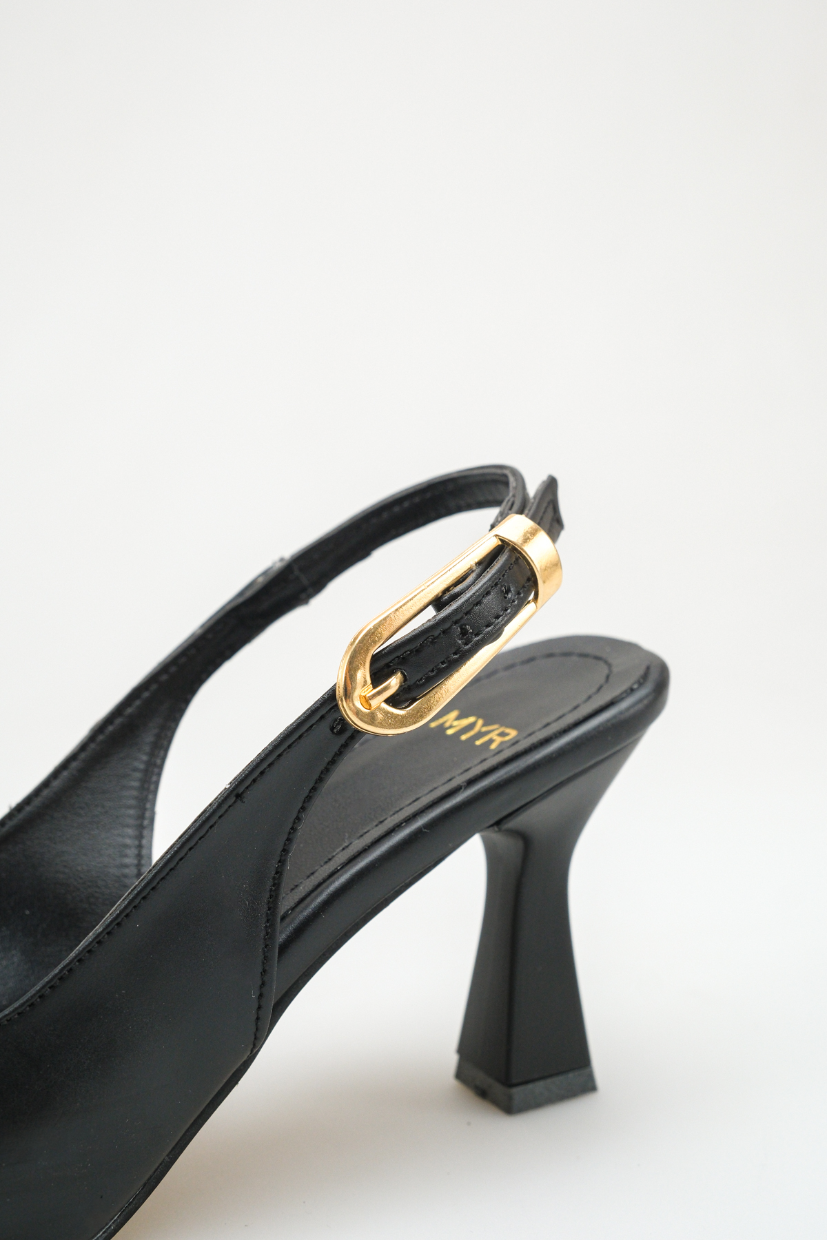 meyra'nın ayakkabıları  Kadın Siyah Cilt Tokalı Arkası Açık Topuklu Ayakkabı - Görsel 4