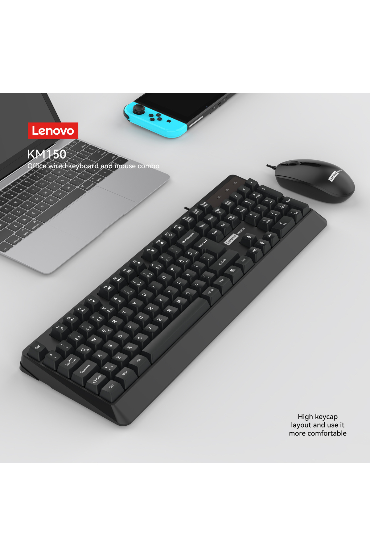 LENOVO KM150 Kablolu Klavye Mouse Set Siyah Q Türkçe 870042256