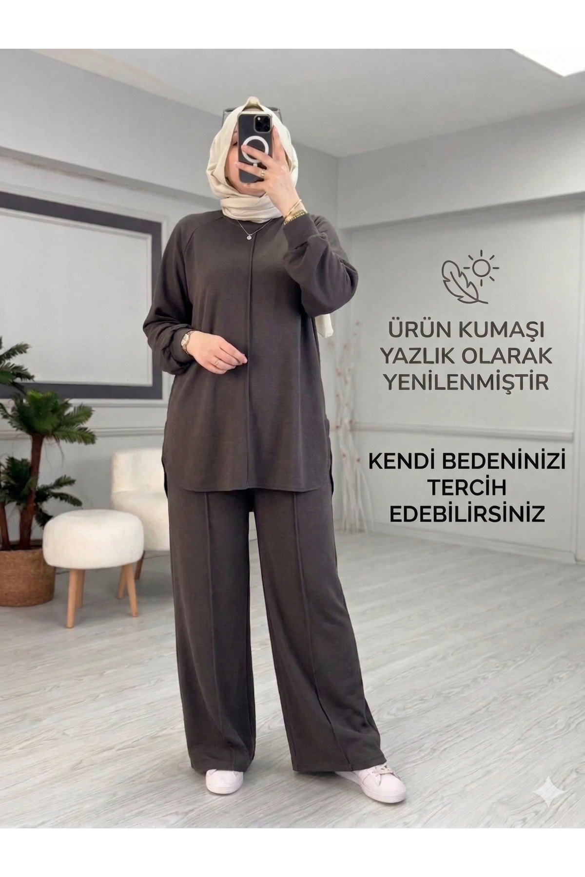 KardelenButik Sewn Detailed Sports Suit Brown