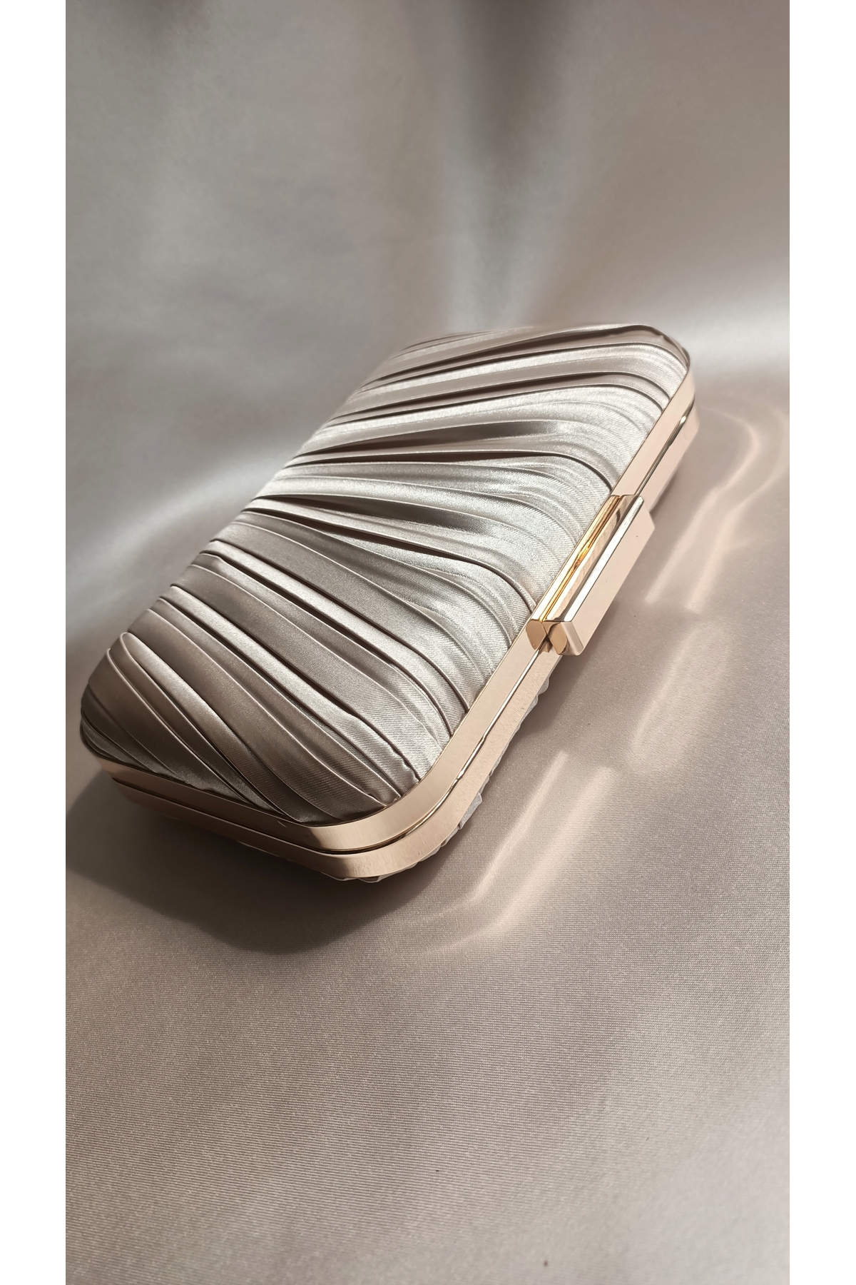 Gül karatekin gk Kadın Koyu Bej Özel Tasarım Pilise Model Zincirli Abiye Çanta,Düğün Davet Nişan Clutch Portföy Çanta görsel 4