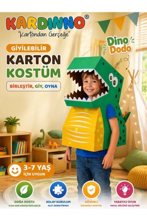 Kardinno Çılgın Dinozor Dino Dodo Karton Giyilebilir Çocuk Kostümü Etkinlik P...