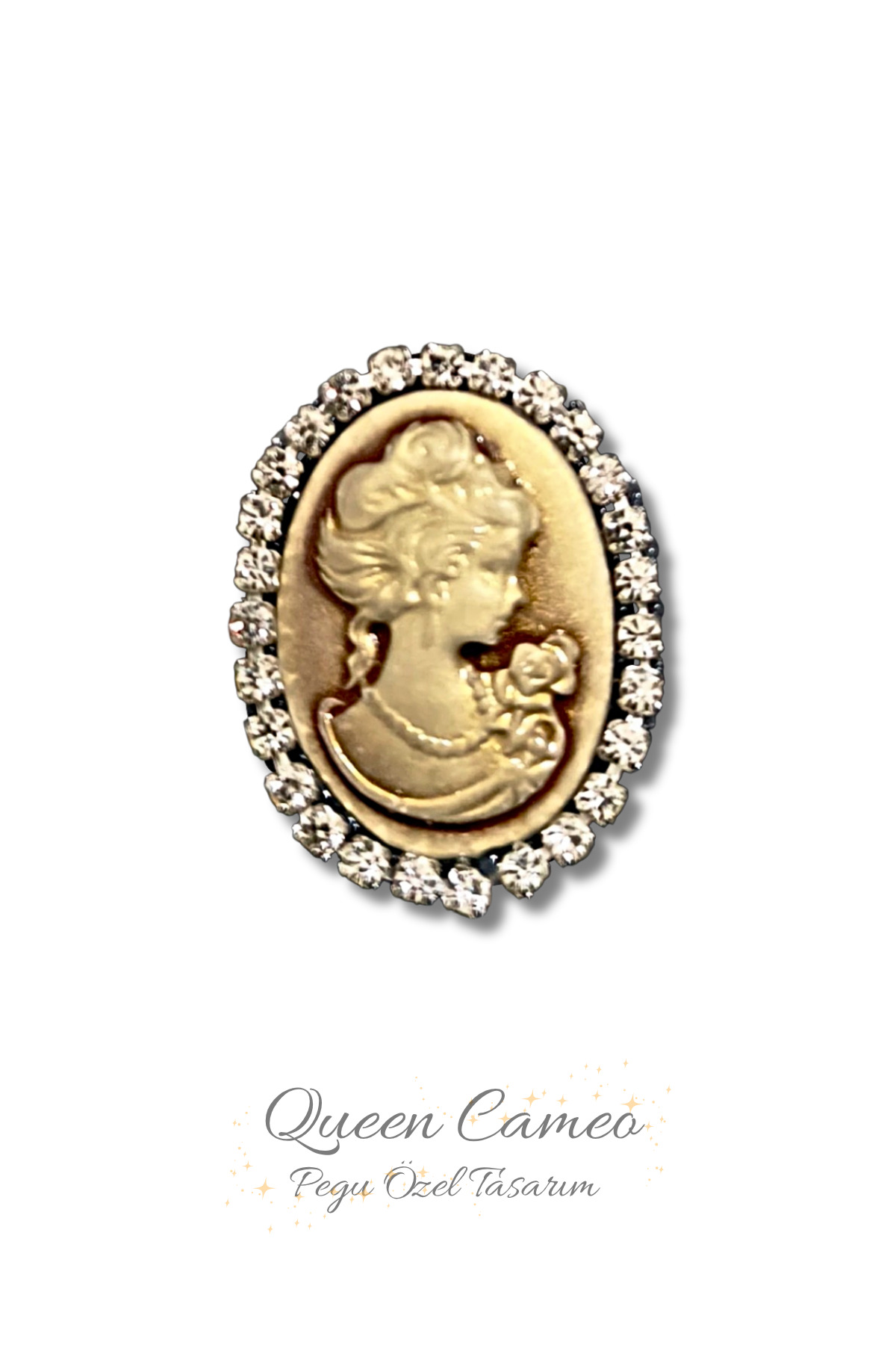 QUEEN CAMEO SPECIAL SERIES HANDMADE BROOCH WITH STONE, NEEDLE ,BAG, SHIRT,JACKET