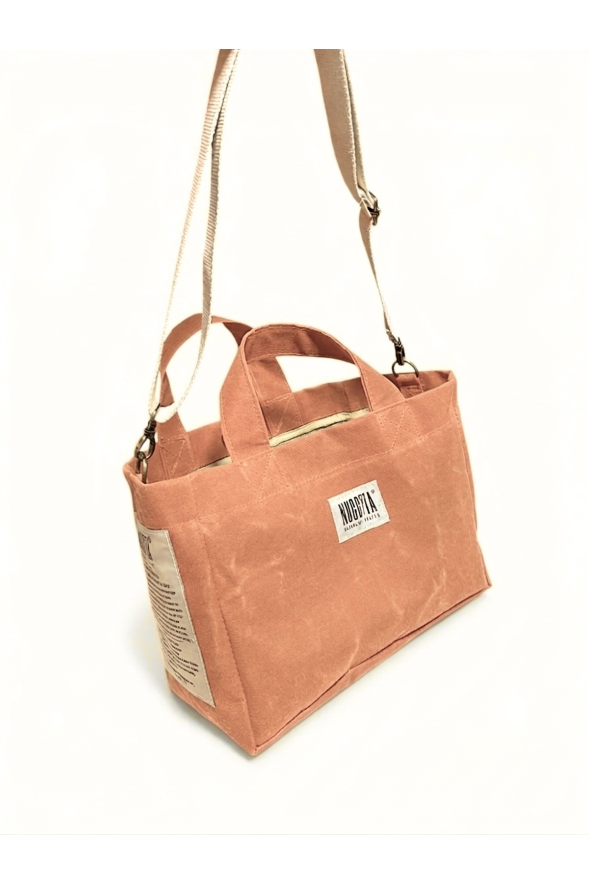 Nuggita Standard Size Salmon Piping Detailed Waxed Canvas Bag