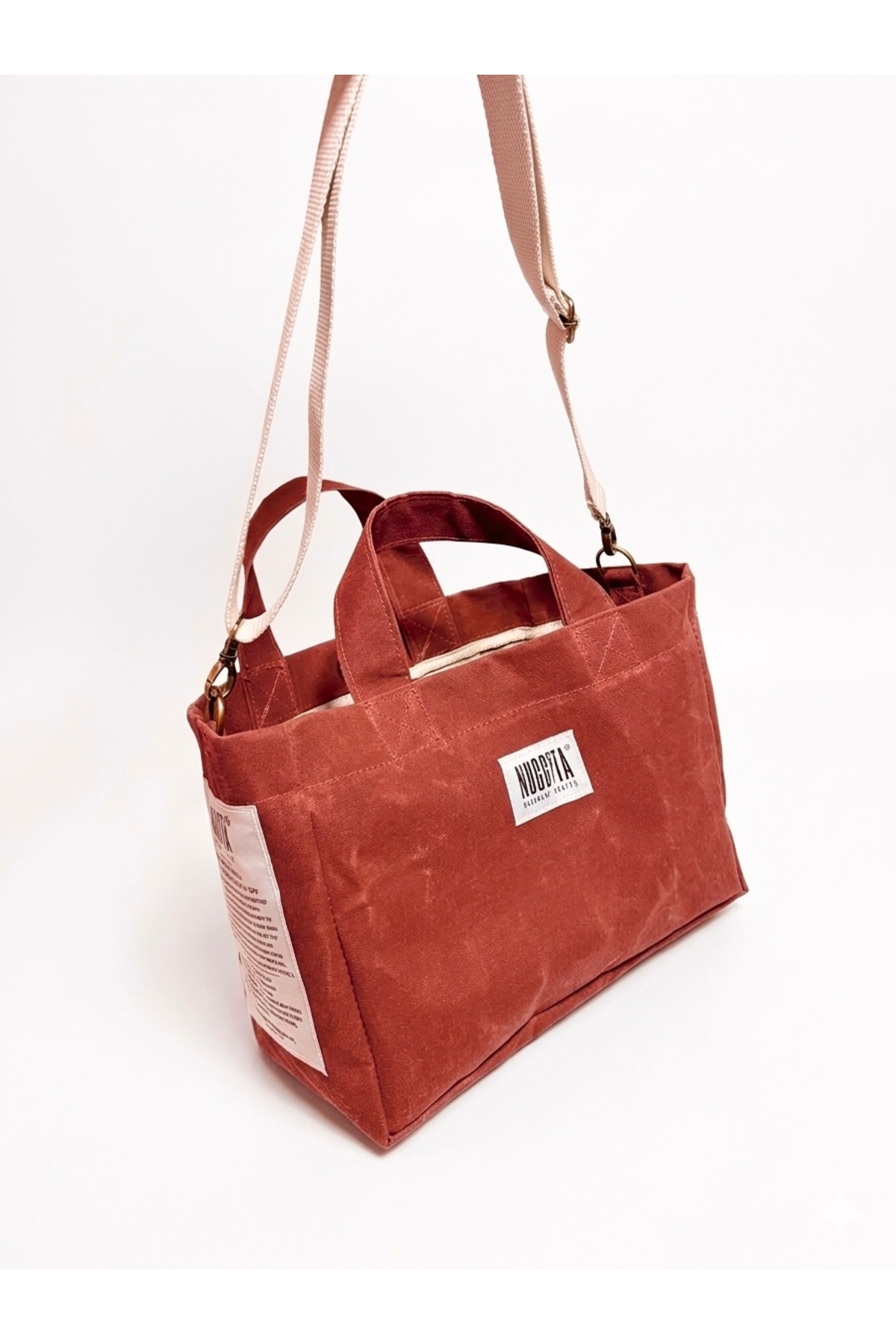 Nuggita Standard Size Coral Piping Detailed Waxed Canvas Bag
