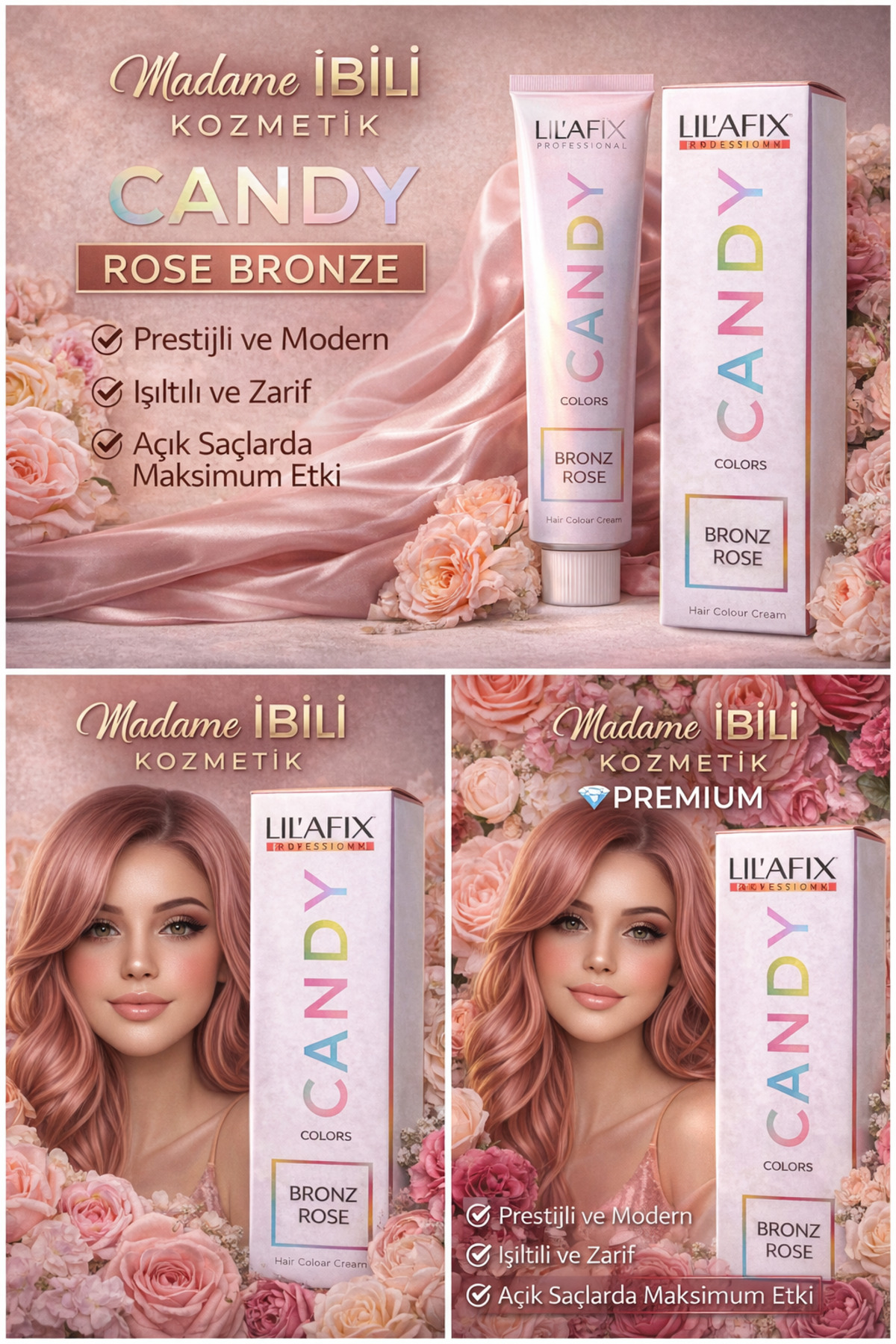 LilaFix Candy Rose Bronze Saç Boyası | Oksidansız Yarı Kalıcı | Açık Saçlara Özel — صورتی 0864 — تصویر 2 از 2