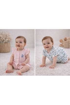 Necix's Necix’s Baby Kız Bebek Müslin Tulum 2’li Set Yazlık %100 Pamuk Çiçek ...