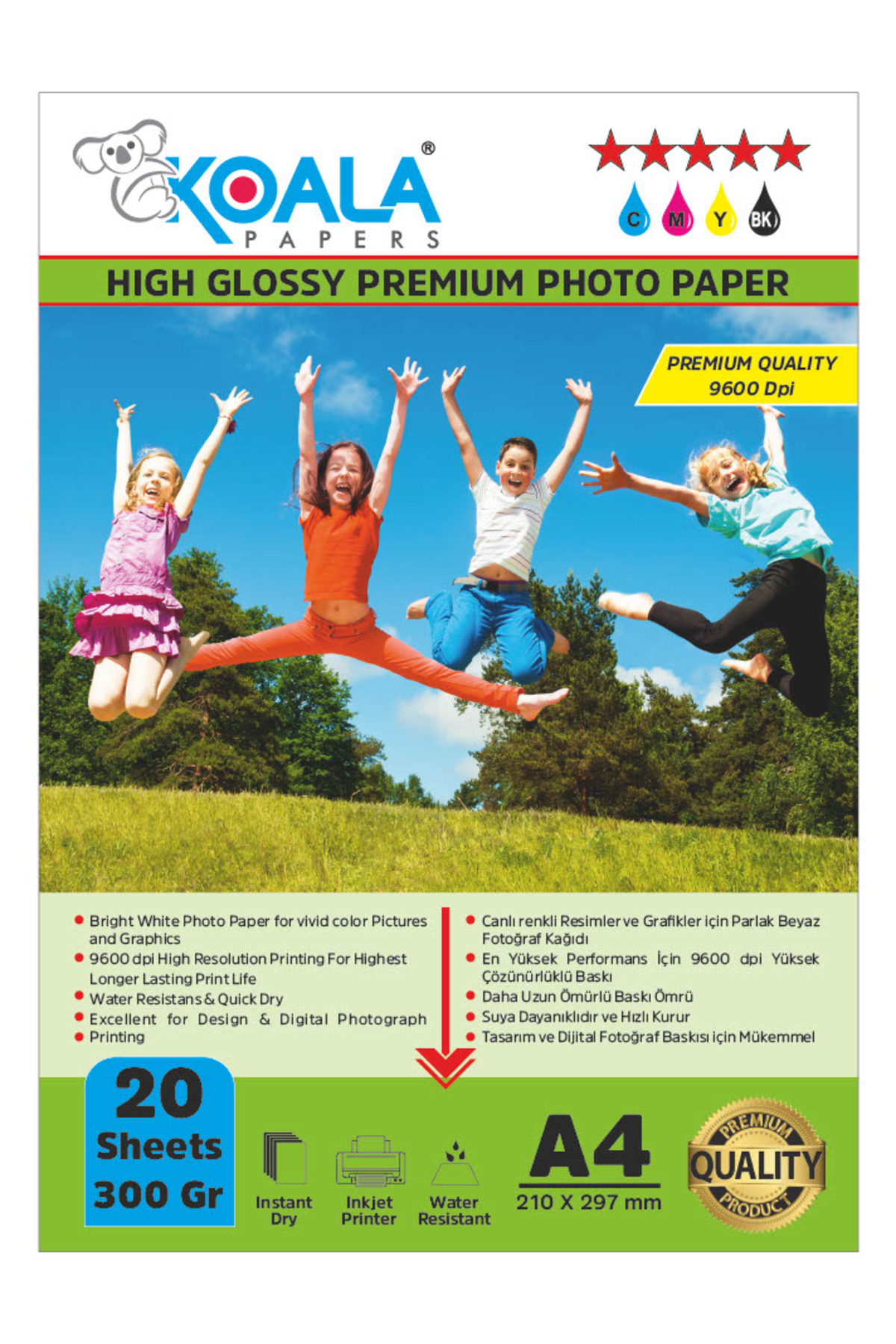 kp koala papers Premium Glossy Double Side A4 Photo Paper 300 Gr for ...