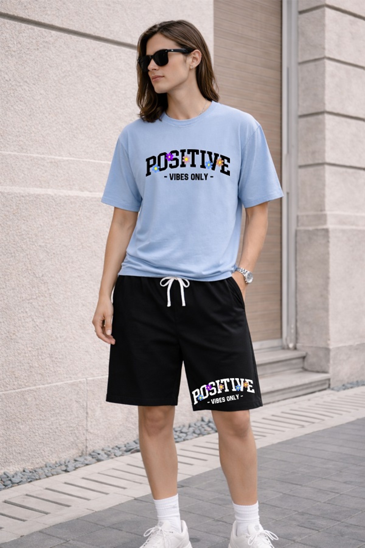 x-compass life KADIN/KIZ Positive Vibes Only Oversize T-Shirt ve